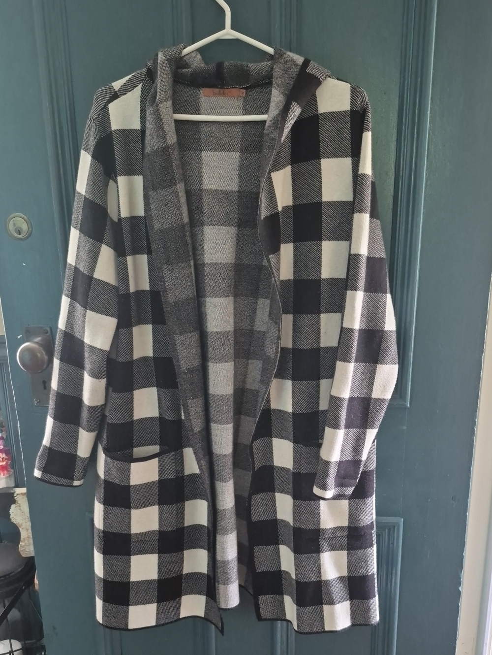 Belldini Long Black And White Check Sweater